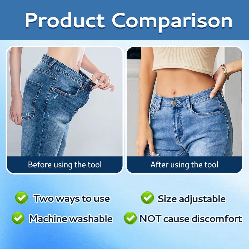 Dfqsofd 8Pcs Pant Waist Tightener, Waist Adjuster for Loose Jeans Elastic Waistband Adjuster Pants Extender Waistband Tightener with 16 Buttons, 2 Sewing Kit & 1 Thread Hook for Women Men - Image 5